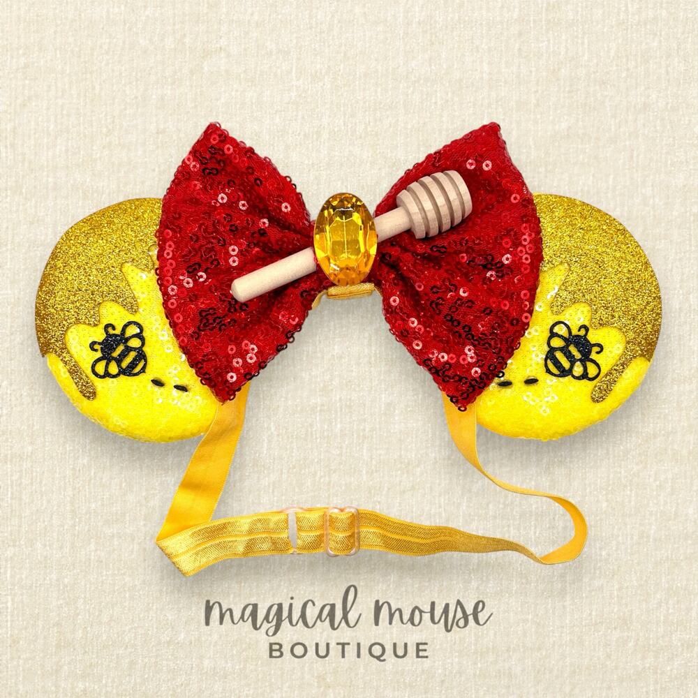 Elastic Winnie the Pooh Minnie Ears | Disney-Inspired Mouse Ears